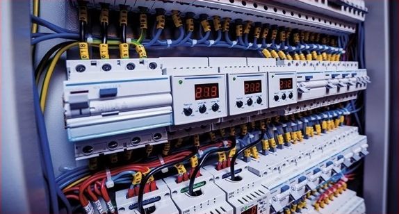 Quadro elettrico con interruttori e strumenti di misura